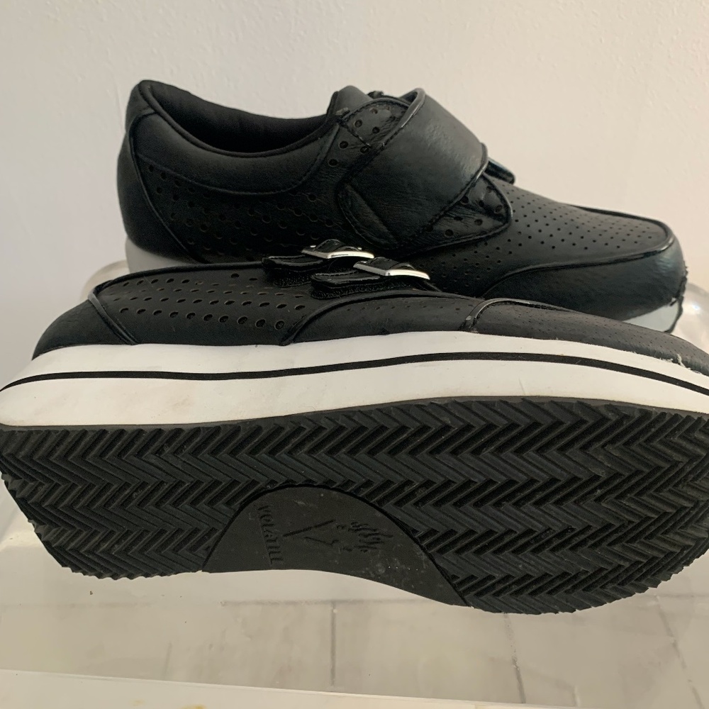 Volatile Black Platform Sneakers with White Trim